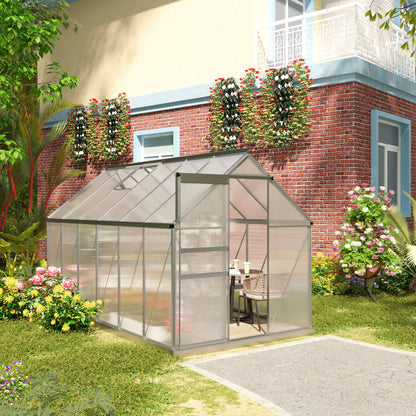 6' x 12' x 6.5' Clear Polycarbonate Greenhouse with Roof Vent