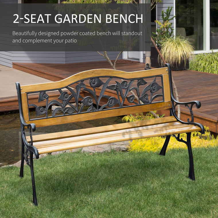 50" 2-Seater Cast Iron & Wood Garden Bench