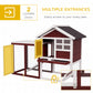 48" Weatherproof Wooden Rabbit Hutch Bunny Cage Small Animal House with Slant Roof And Screened Outdoor Run, Brown