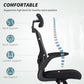 Ergonomic Office Chair, Mesh Desk Chair with Adjustable Headrest, Lumbar Support and Height, Flip-Up Armrests, Black