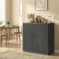 Sideboard Buffet Cabinet, 30.7" Kitchen Cabinet with Soft-Close Door and Adjustable Shelves, Distressed Black Grey