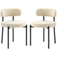 2 Pieces Kitchen Chairs, Modern Dining Chairs w/ Berber Fleece Upholstery and Steel Legs for Living Room, Beige