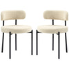 Berber Fleece Dining Chairs Set of 2 with Steel Legs