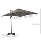 8' x 8' Square Patio Hanging Offset Umbrella with 360° Rotation, Aluminum Outdoor Cantilever Market Parasol, Light Grey