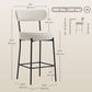 Set of 2 Barstools, Upholstered Corduroy Bar Stools with Backrest, Footrest for Kitchen Island, Dining Room, Cream White