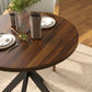 29" Dining Table, Contemporary Round Kitchen Table with Steel Legs, Walnut