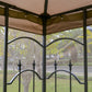 10' x 10' Steel Outdoor Patio Gazebo Canopy with Removable Mesh Curtains, Display Shelves, & Steel Frame, Brown
