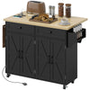 Rolling Kitchen Island Cart with Charging Station