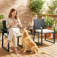 Outdoor Bistro Set, 3 Piece Wicker Patio Furniture with Mesh Seat, Glass Table, Cushions for Porch, Balcony, Cream White