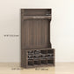 4-In-1 Hall Tree with Bench and Shoe Storage, Farmhouse Coat Rack Shoe Bench with 12 Shoe Cubbies, 6 Hooks, Dark Brown