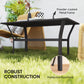 Outdoor Side Table with Slatted Tabletop, Metal Patio Coffee Table for Garden, Balcony, Black