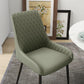Upholstered Kitchen Chairs, Modern Dining Chairs Set of 2 with Diamond Tufting and Steel Legs for Dining Room, Green