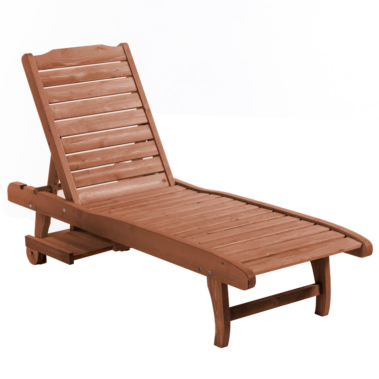 Wooden Adjustable Tanning Chair with Pull-Out Tray & Wheels