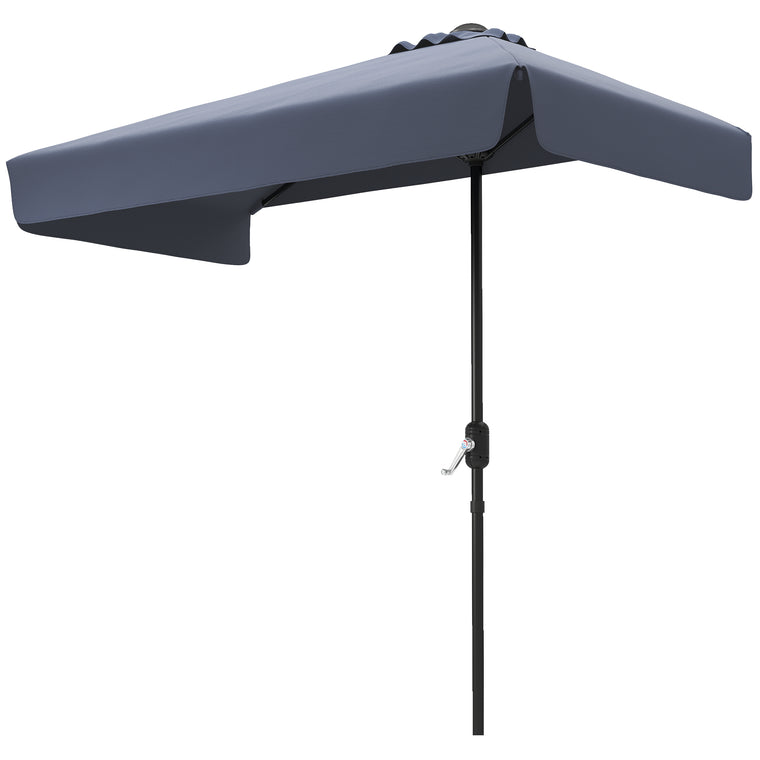 7.5' Dark Blue Half Patio Umbrella with Crank Handle & Top Vent