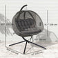Double Egg Chair with Stand, 2 Person Hanging Swing Egg Chair with Cushion, Pockets, Grey