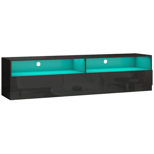 LED TV Stand for TVs up to 75" with Drawers - Gloss Black