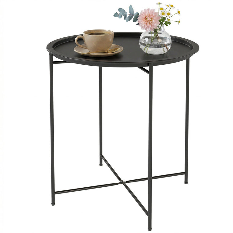 18" Side Table with Removable Tray and Folding Legs
