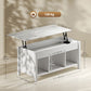 Lift Top Coffee Table, Modern Center Table with Storage Shelves and Hidden Compartment for Living Room, 41" L, White