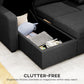 81" Pull-Out Corduroy Sofa Bed with Storage - Dark Grey