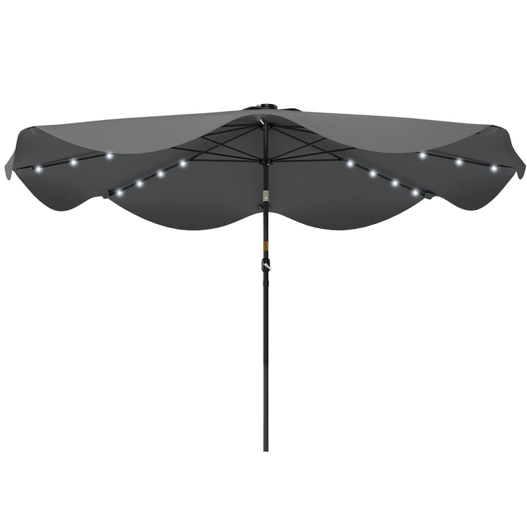 10' x 10' Dark Grey Solar Umbrella with LED & Tilt