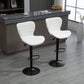 Bar Stools Set of 2 Adjustable Height Swivel Bar Chairs in PU Leather with Backrest & Footrest, White