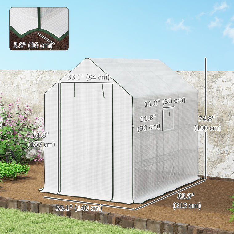 140 x 213 x 190 cm Plant Growhouse with Mesh Windows