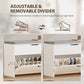 Shoe Storage Bench with Flip Drawer and Lift Top Storage, Entryway Bench with Seat Cushion for Hallway, White