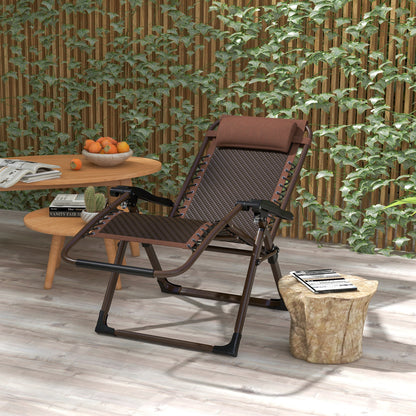Brown Zero Gravity Reclining Lounge Chair with Footrest