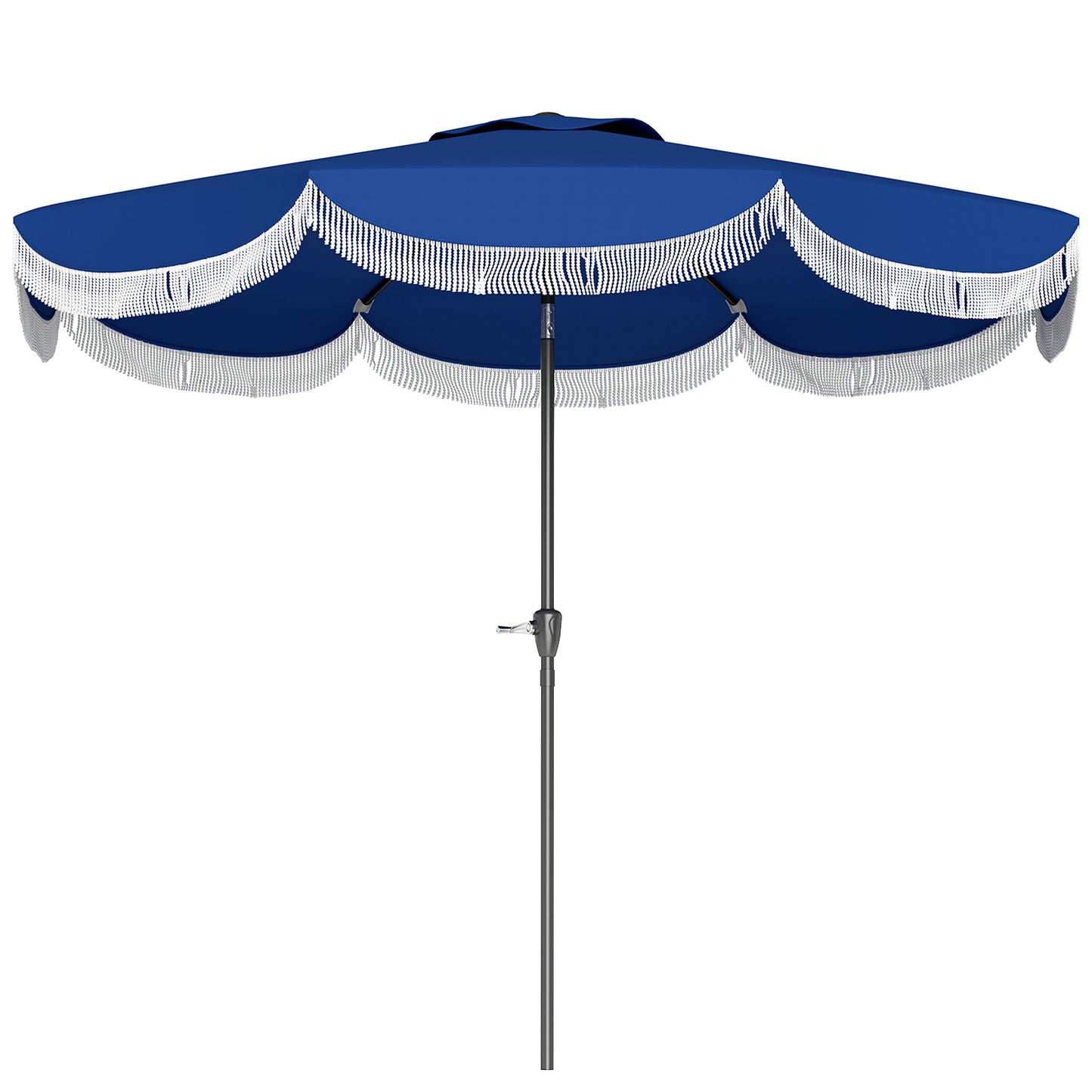 9FT Patio Umbrella Parasol, UPF 30+ Outdoor Market Umbrella with Crank, 8 Ribs, Push Button Tilt, Blue