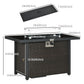 Propane Fire Pit Table 43" Outdoor Fire Table, 50,000 BTU Pulse-Ignition Wicker Firepit Furniture with Glass Wind Guard, Blue Glass Rock, CSA Certification, Coffee
