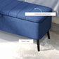 40" Ottoman with Storage, Linen Upholstered Storage Ottoman Bench with Steel Legs for Living Room, Bedroom Dark Blue
