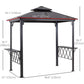 Outdoor Hardtop Grill Gazebo Cooking BBQ Canopy w/ 6 Hooks for Utensils and Double Vented PC Roof, Coffee