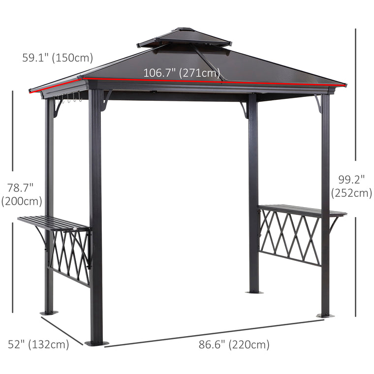 Coffee Hardtop Grill Gazebo with Vented PC Roof