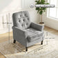Accent Chair, Mid-Century Modern Armchair with Thick Padded Seat, Spring Cushion, Solid Wood Legs, Grey