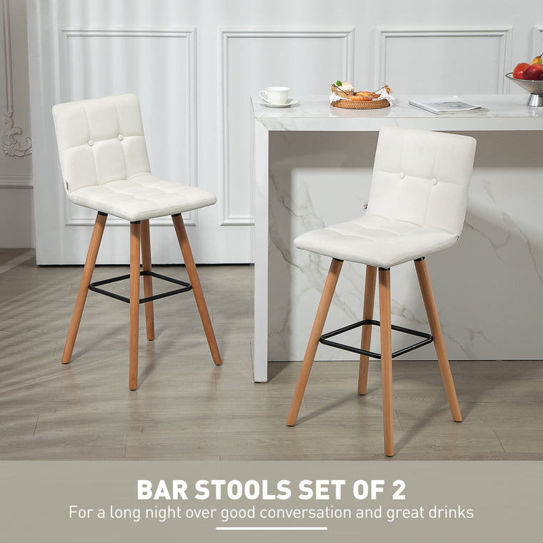38" Upholstered Bar Stools Set of 2 - White