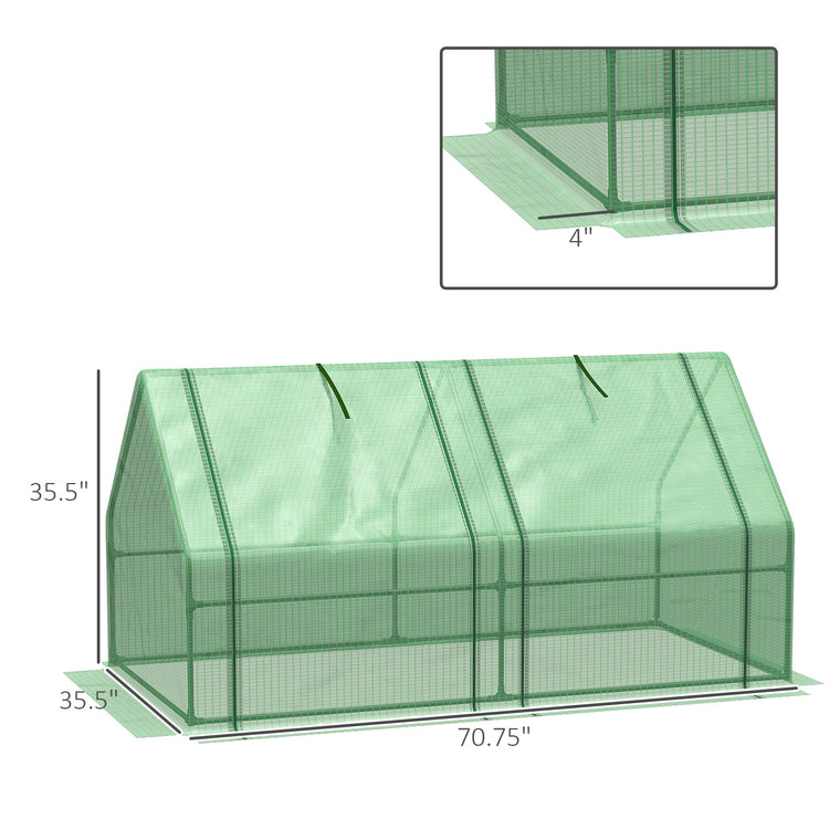 6' x 3' x 3' Green Tunnel Greenhouse with Zipper Doors