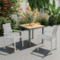 Set of 2 Outdoor Stackable Garden Dining Chairs, Patio Chairs with Breathable Fabric Seat, Armrests and Backrest for Patio, Balcony and Backyard, Dark Grey - White
