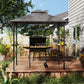 8' x 5' BBQ Grill Gazebo Tent with Double Tiered Canopy for Outdoor Sun Shade, Dark Grey