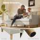 3 Seater Sofa, 74" Modern Corduroy Upholstered Couch with Thick Spring Cushions, Solid Wood Legs, Armrests, Beige