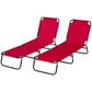 Set of 2 Folding Outdoor Lounge Chair, Sun Tanning Chairs with Reclining Back, Breathable Mesh for Beach Patio, Grey