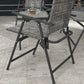 Outdoor 4 Pieces Patio Furniture Set, Garden Set with Two Foldable Armchairs, a Loveseat & Glass Top Table, Mixed Grey