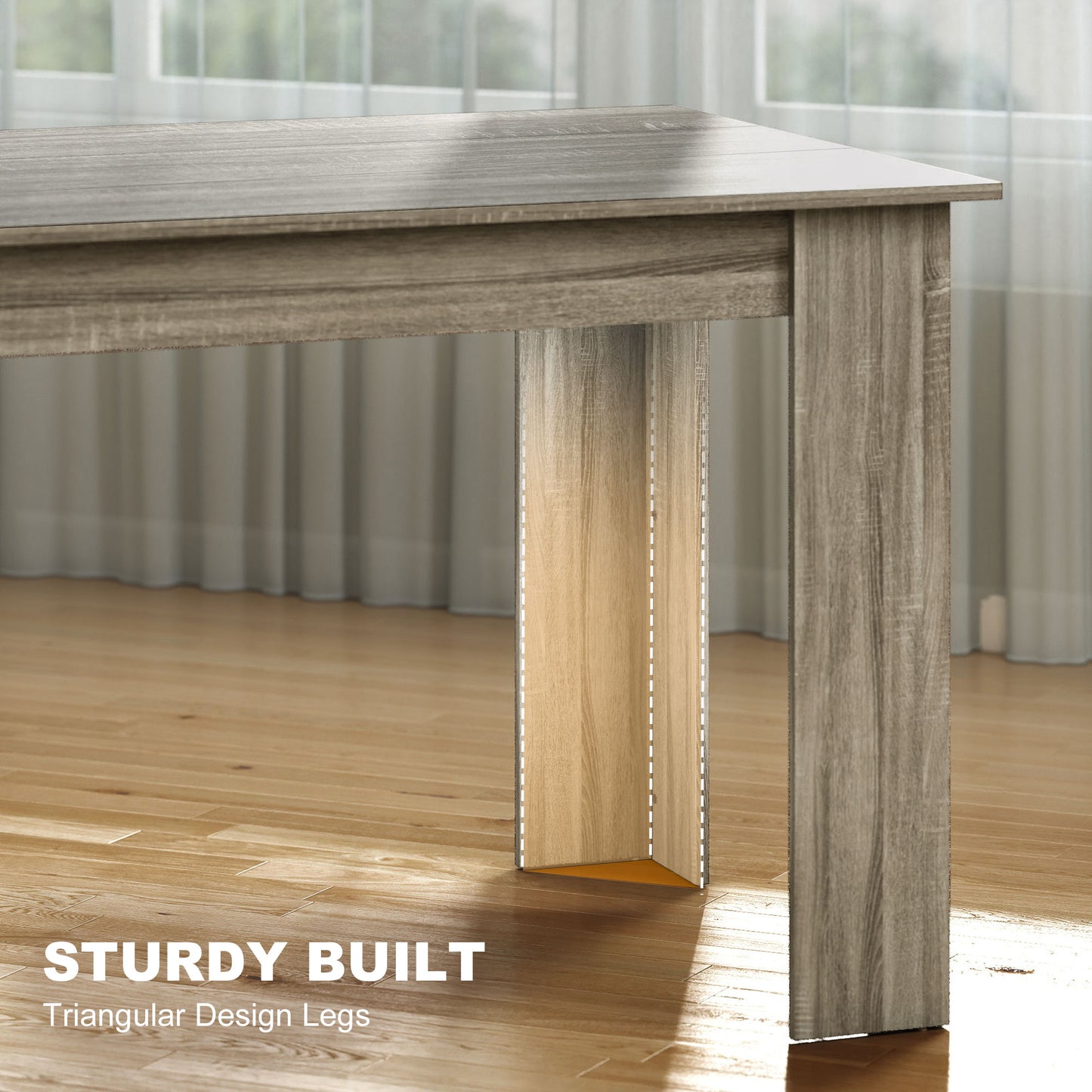 63" Kitchen Table for 4-6 People, Dining Table with Wood Effect for Dining Room, Grey