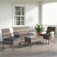 4 Pieces Patio Furniture Set with A Loveseat, Two Armchairs and A Coffee Table, Outdoor Conversation Set, Light Grey - Dark Grey
