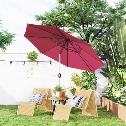 10' x 8' Wine Red Round Market Umbrella with Crank & Tilt