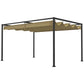 13' x 10' Patio Pergola with Retractable Canopy, Outdoor Sun Shelter, Yard Shade, Khaki