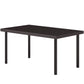 Metal Outdoor Side Table, Rectangle Patio Coffee Table with Woodgrain Tabletop for Outside Garden, Brown
