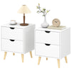 Nightstand Set of 2 with 2 Drawers and Pine Legs