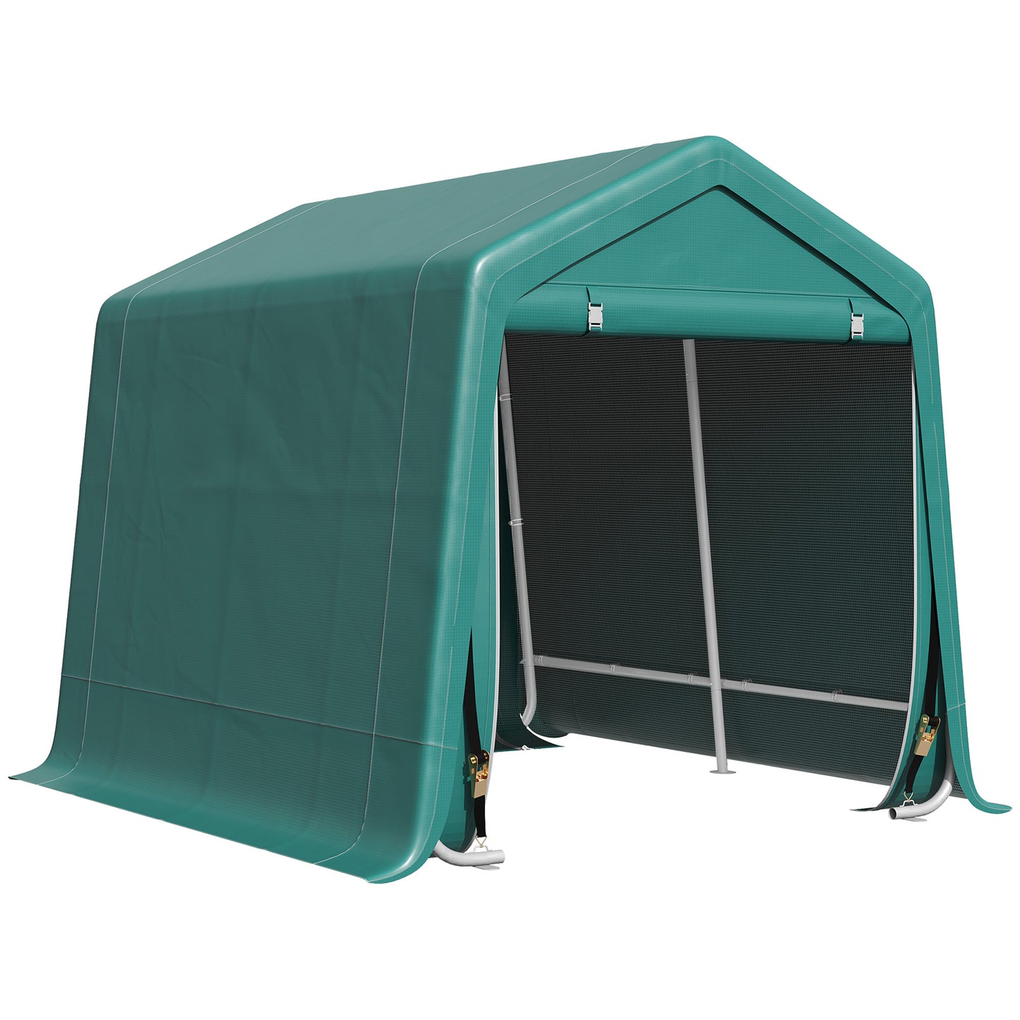 Garden Storage Tent, Patio Storage Shelter w/ Metal Frame and Double Zipper Doors, Green