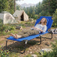 Folding Chaise Lounge Chair, Reclining Beach Tanning Chair with Face Hole, Pillow, 4-Position Adjustable Lay Flat Sun Lounger, Steel Frame for Outdoor Patio Pool, Blue
