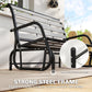 2 Person Outdoor Glider Bench, Patio Glider Loveseat with Faux Wood Slatted Seat and Back, Steel Frame, Grey